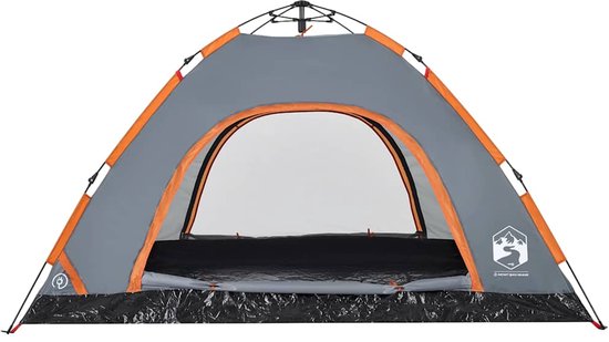 vidaXL 4-persoons tent grijs/oranje met snelontgrendeling Kampeertent - Tent - Buitenleven - Vakantie - Campingtent van Vidaxl — afbeelding 5