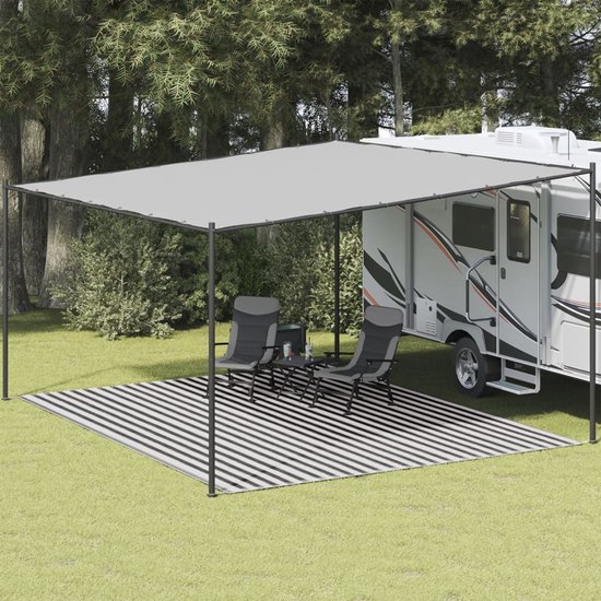 vidaXL - Tenttapijt - 400x500 - cm - HDPE - antracietkleurig - en - wit van Vidaxl — afbeelding 3
