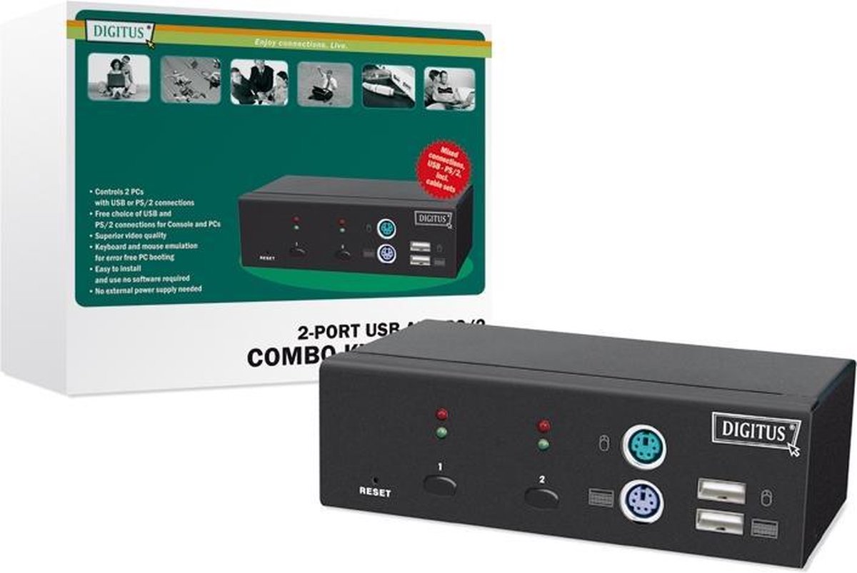 Digitus USBPS/2 ComboKVM switch KVMswitch Zwart