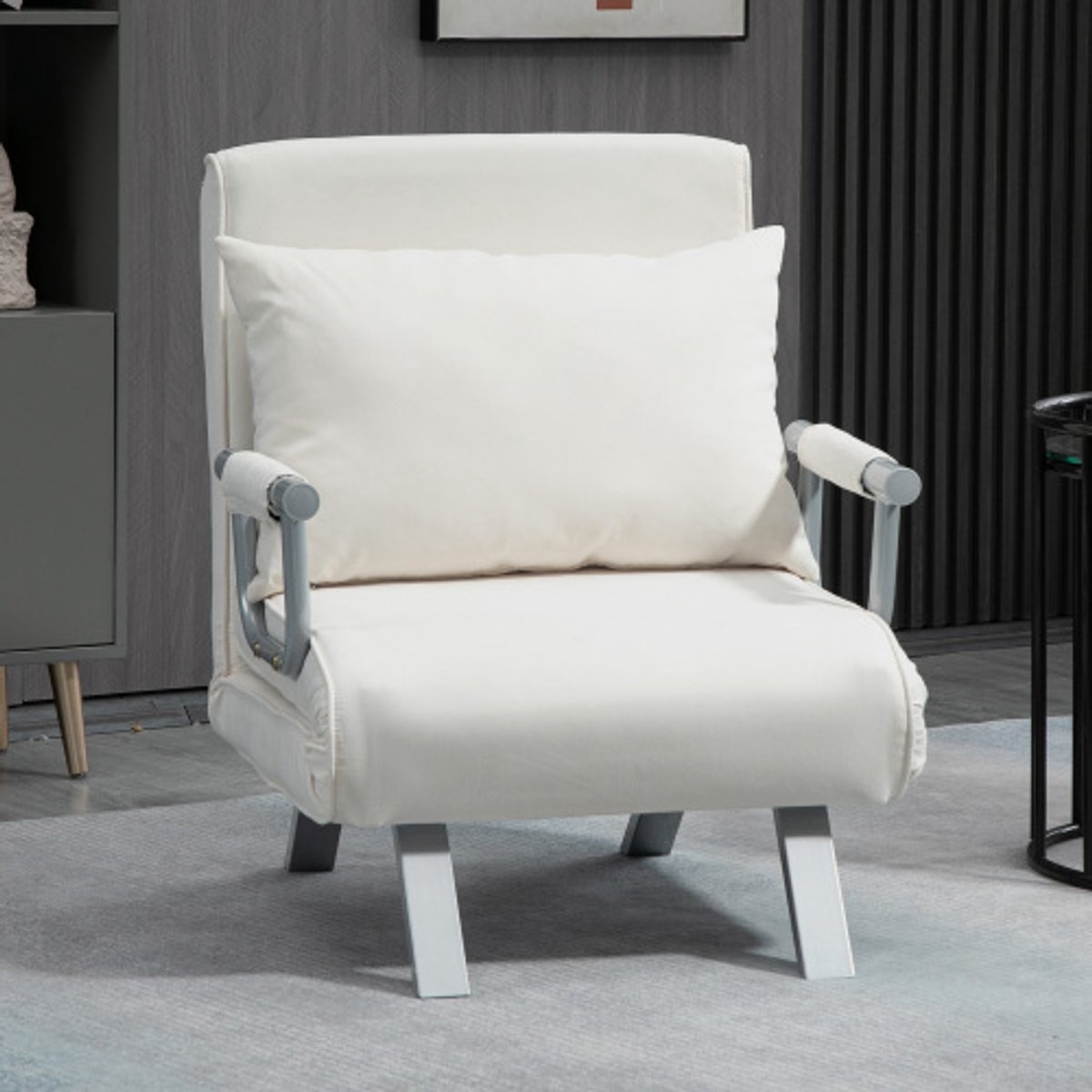 Merax Fauteuil Slaapbank - Uitklapbare 1 persoons Bed of Slaapstoel - Zetelbed - Zeer comfortabel Vouwbed - style 2 Beige