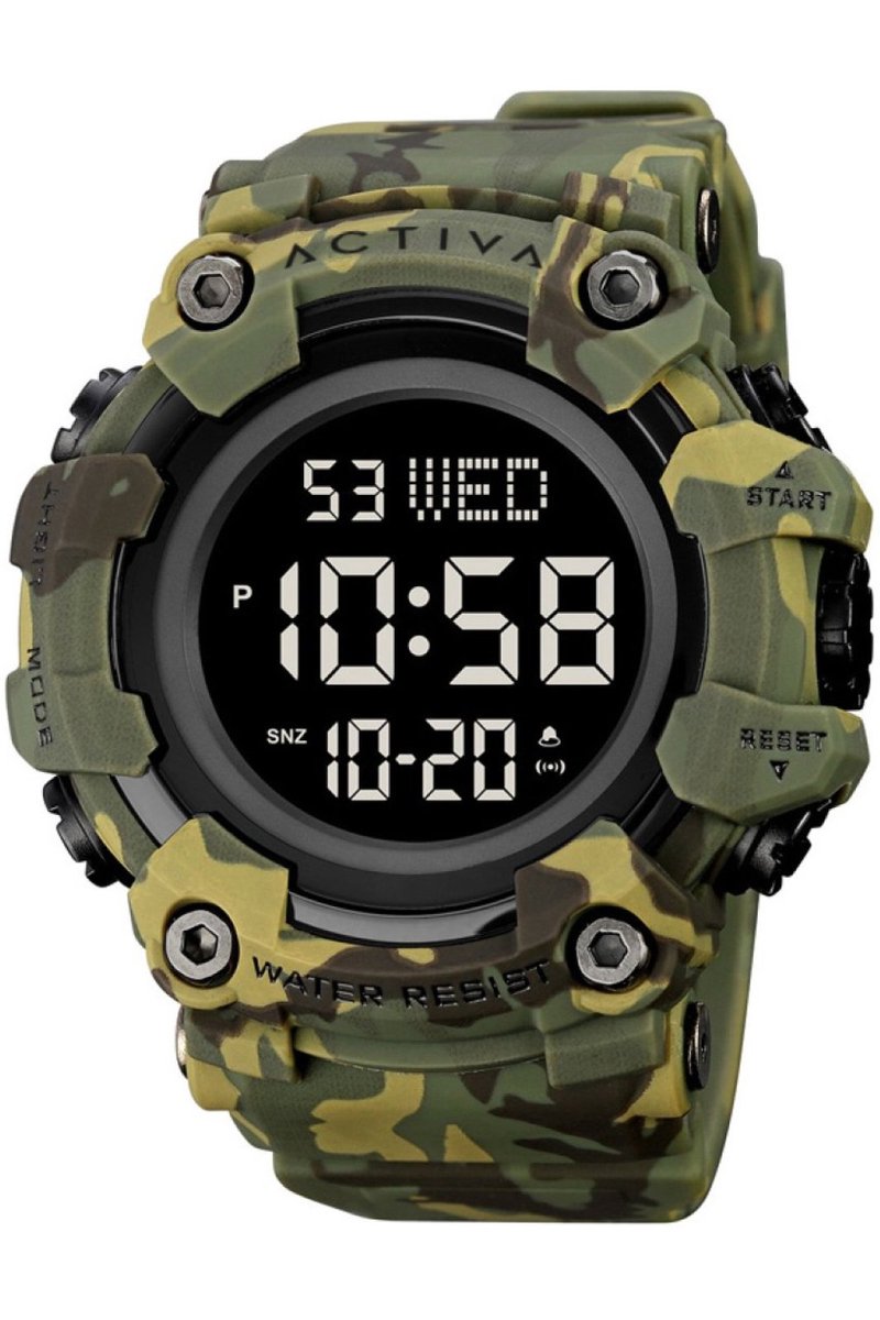 Activa x Invicta Digital ACW1968-001 Heren Horloge - Waterdicht - Digitaal - Quartz Uurwerk - Plastic met zwarte Wijzerplaat - 56mm