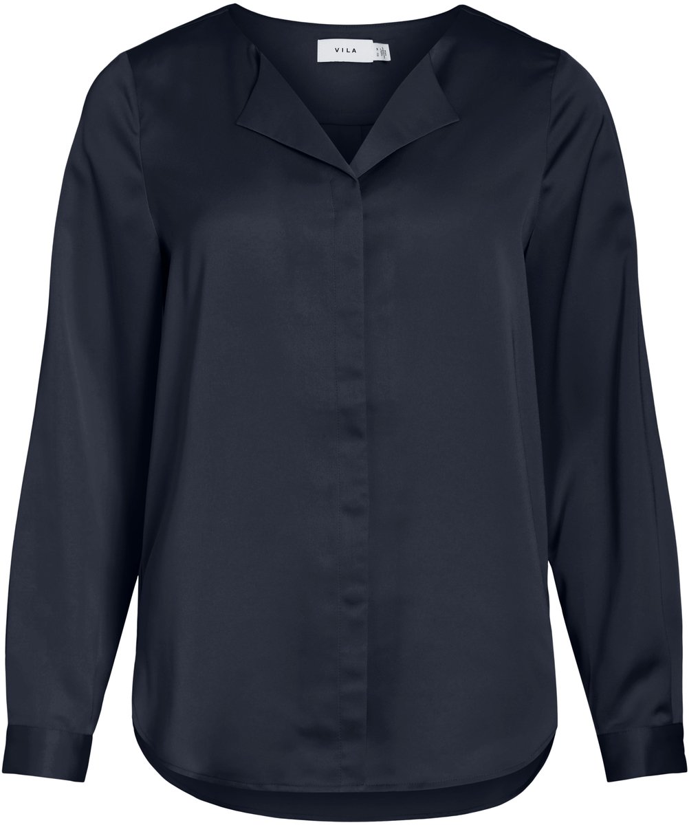 VILA - VIELLETTE V-NECK L/S SATIN SHIRT - NOOS - Dames - Blouses