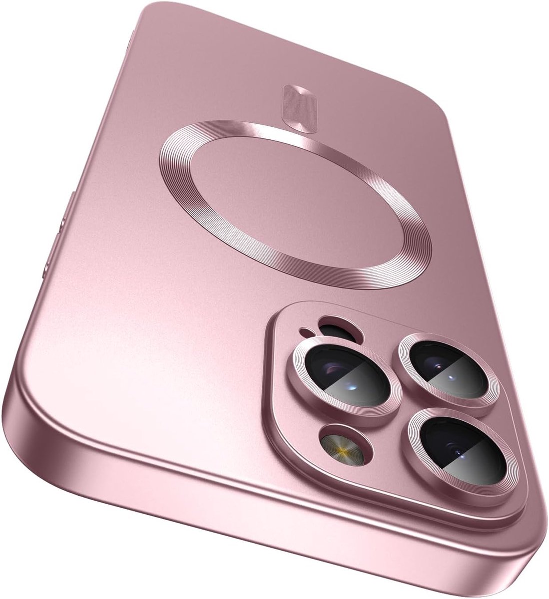 Hoesje geschikt voor iPhone 16 Pro Max Hoesje Roze - Mat Roze Magsafe Case geschikt voor iPhone 16 Pro Max - Met Extra Camera Lens Bescherming - Mat Zwart