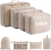 Solud® Koffer organizer set 8 delig Beige - Travel cubes - Reis Organizers Waterdicht - Packing Cubes Set