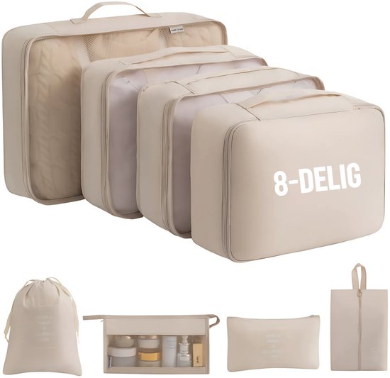 7 Cubes De Rangement Compressibles Uxcell – Organisateurs De Voyage Beiges