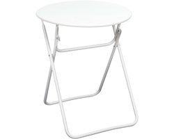 Home Deco Factory Bijzettafeltje Catane – metaal – wit – 47 x 42 cm – voor tuin – buiten – opvouwbaar
