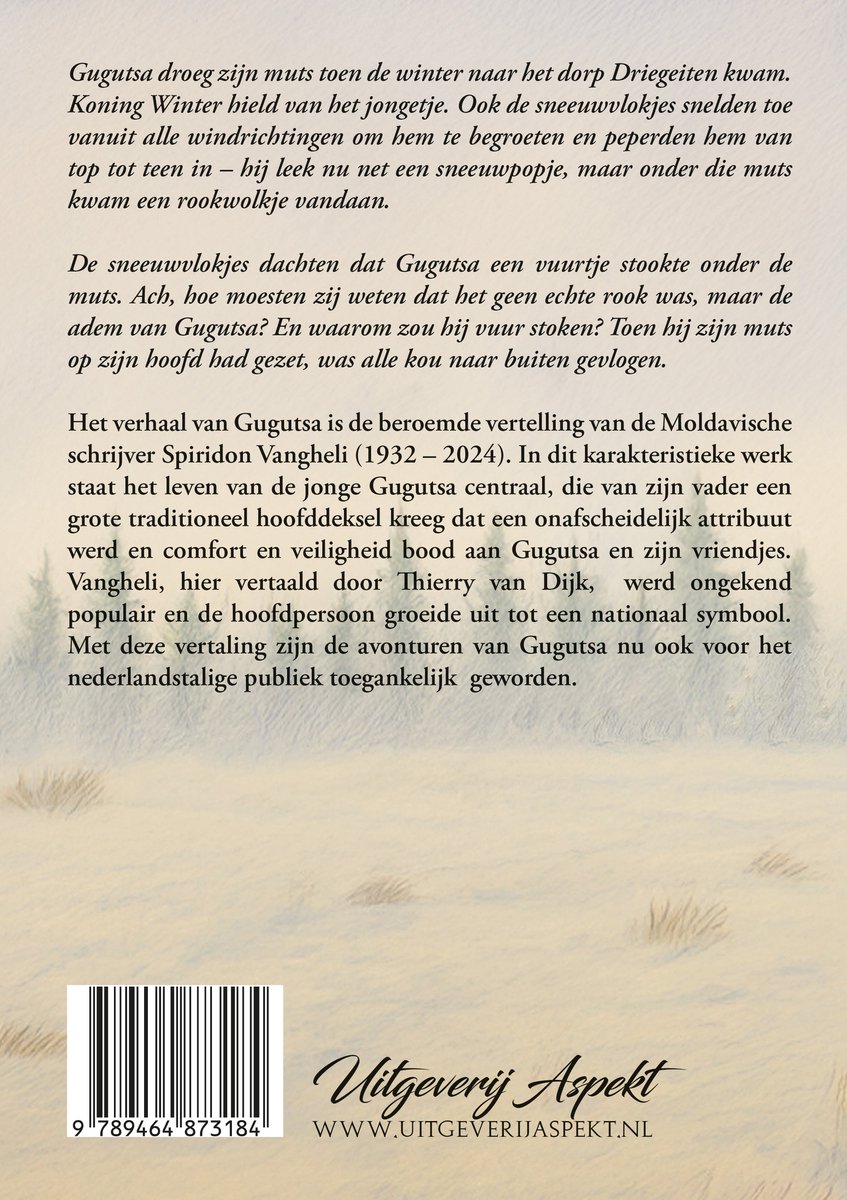 Boekomslag met tekst over Gugutsa en een streepjescode.