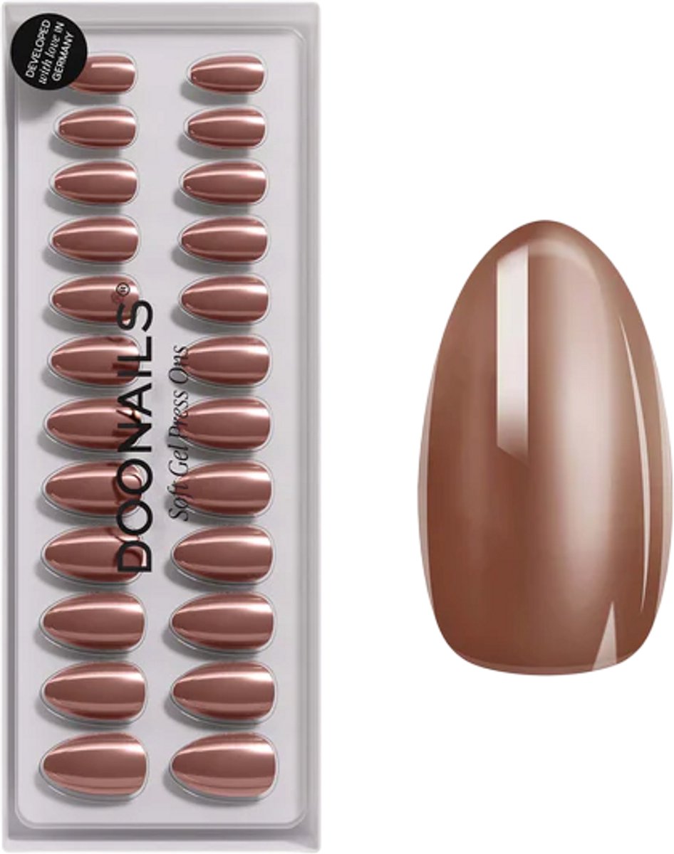 Doonails - Soft Gel Press Ons - Glazed Chocolate Short Almond
