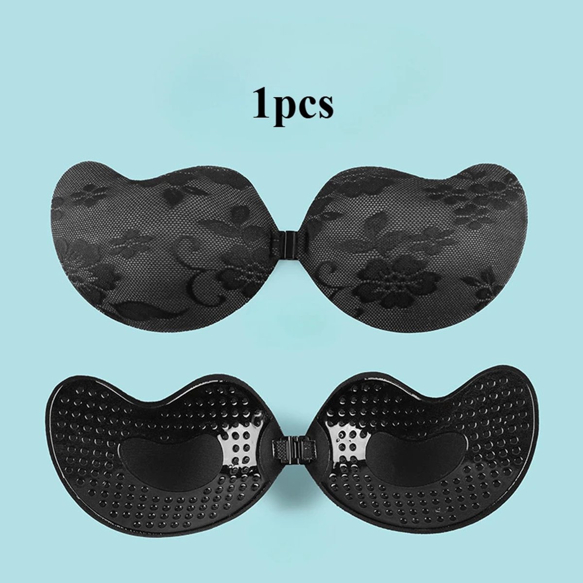 Sara Shop / plak BH /Onzichtbare Push Up Bh Zelfklevende / beha Backless Strapless /Plak Bh met 2 Stuks Boob Tape/ Gel sticky Solid /Cup-C Zwart-Topkwaliteit