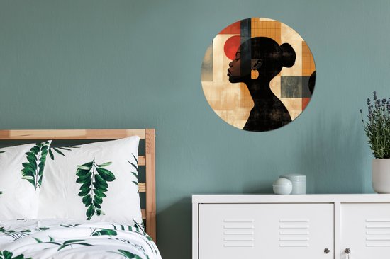 WallCircle - Cercle mural - Cercle mural - Vue latérale - Femme - Formes - Aluminium - Dibond - 60x60 cm - Intérieur et extérieur
