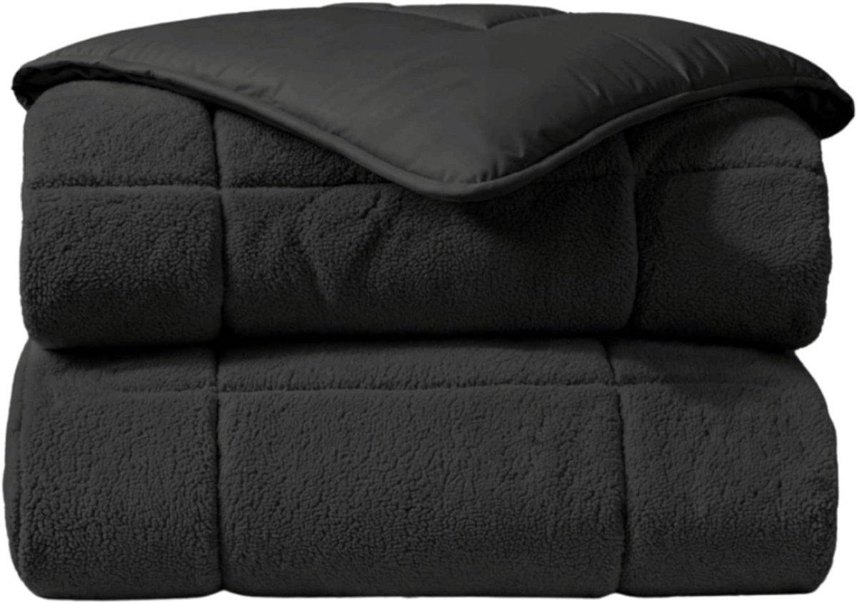GTB® Dekbed 200x200 - Dekbedovertrek 200x200 Tweepersoons - Zomerdekbed - Antraciet - 200cm x 200cm x 4cm