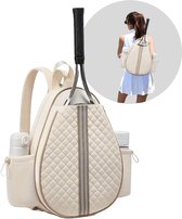 Padel Rugzak – Dames Tennis Tas met Racketvak, Thermozijvakken & Extra’s – Waterafstotend – 42x33x12 cm – Beige