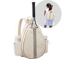 Padel Rugzak – Dames Tennis Tas met Racketvak, Thermozijvakken & Extra’s – Waterafstotend – 42x33x12 cm – Beige