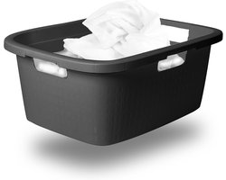 Novaliv wastobbe met 3 handgrepen 25L antraciet, wasboxset wasemmer wascontainer voor badkamerwas vuile was, wastobbes wasmand opbergruimte wasmand wasmand verzamelbox