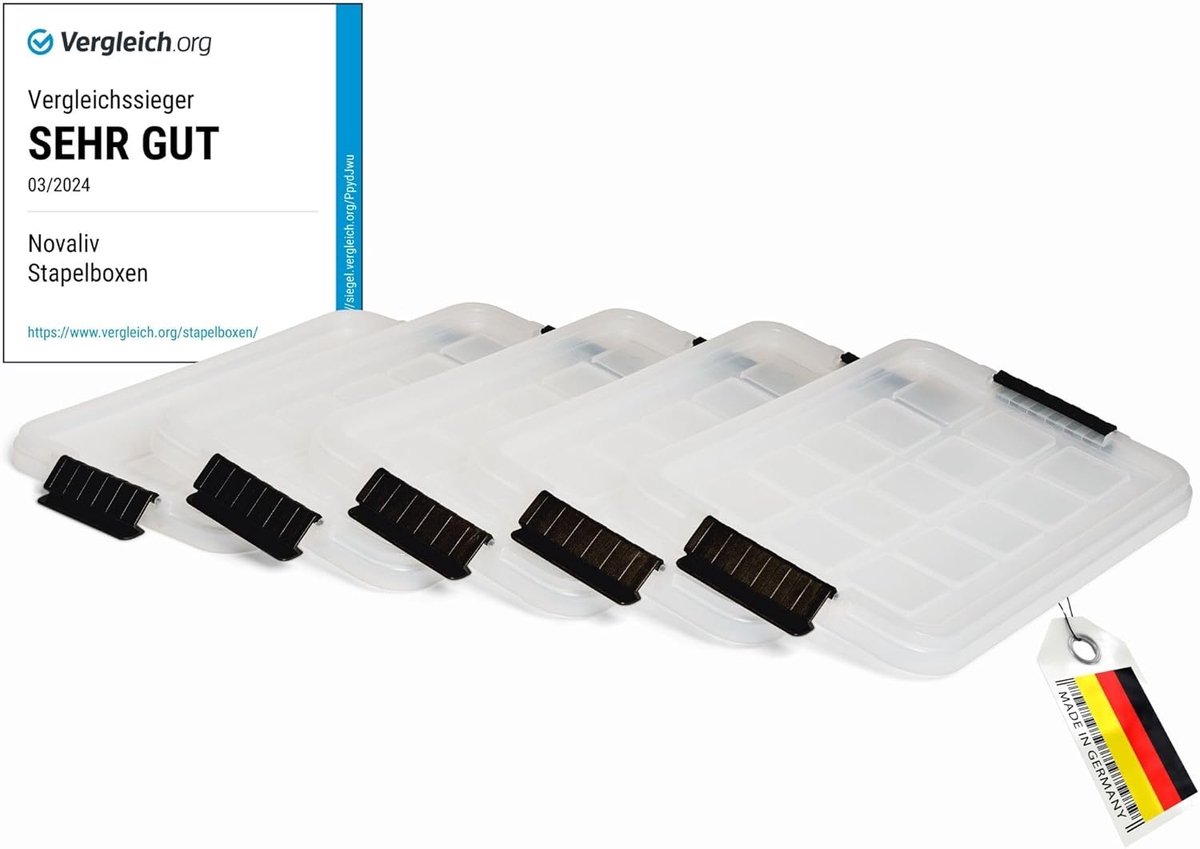 Novaliv 5X vervangende deksels 5 liter met clipsluiting 25x15 cm transparant