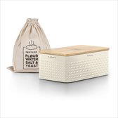 LARS NYSØM 'Glæde' Boîte à pain en métal avec sac en lin 34x18,5x13,5cm Buttercream