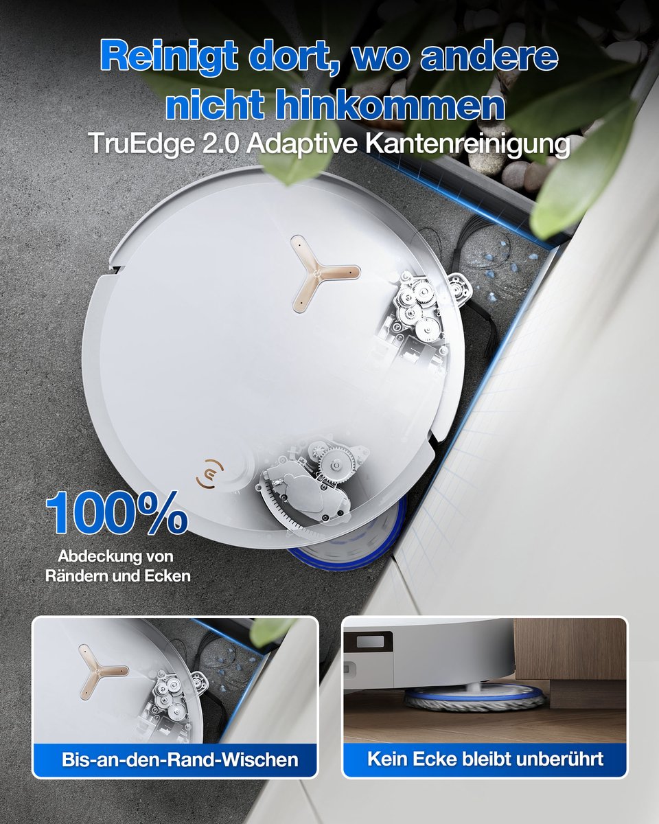 Afbeelding 3 van ECOVACS Deebot T50 Max Pro Omni (wit) - Robotstofzuiger met Dweilfunctie - Zuigkracht 18.500 Pa - All in one omni station