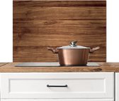 Spatscherm keuken 80x55 cm - Kookplaat achterwand Bruin - Houtlook - Muurbeschermer - Spatwand fornuis - Hoogwaardig aluminium