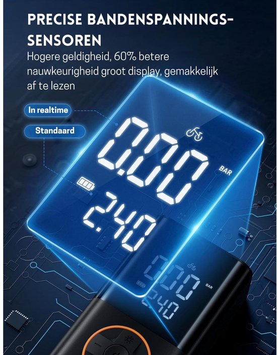StayPowered Draadloze Luchtpomp - Compact & Razendsnel Opblazen - 150 PSI Druk - 4 Slimme Modi - USB-C Opladen - Krachtige LED Zaklamp - Oplaadbaar - Alle Ventielen - Zwart - Levering Sneller dan Aangegeven! van Merkloos — afbeelding 4