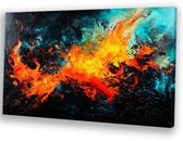 Abstract vuur en kleur explosie - Vuur canvaskunst - Canvas schilderijen vlammen - Abstract expressionisme - Landelijk schilderij - Muur kunst - canvas 100x75 cm