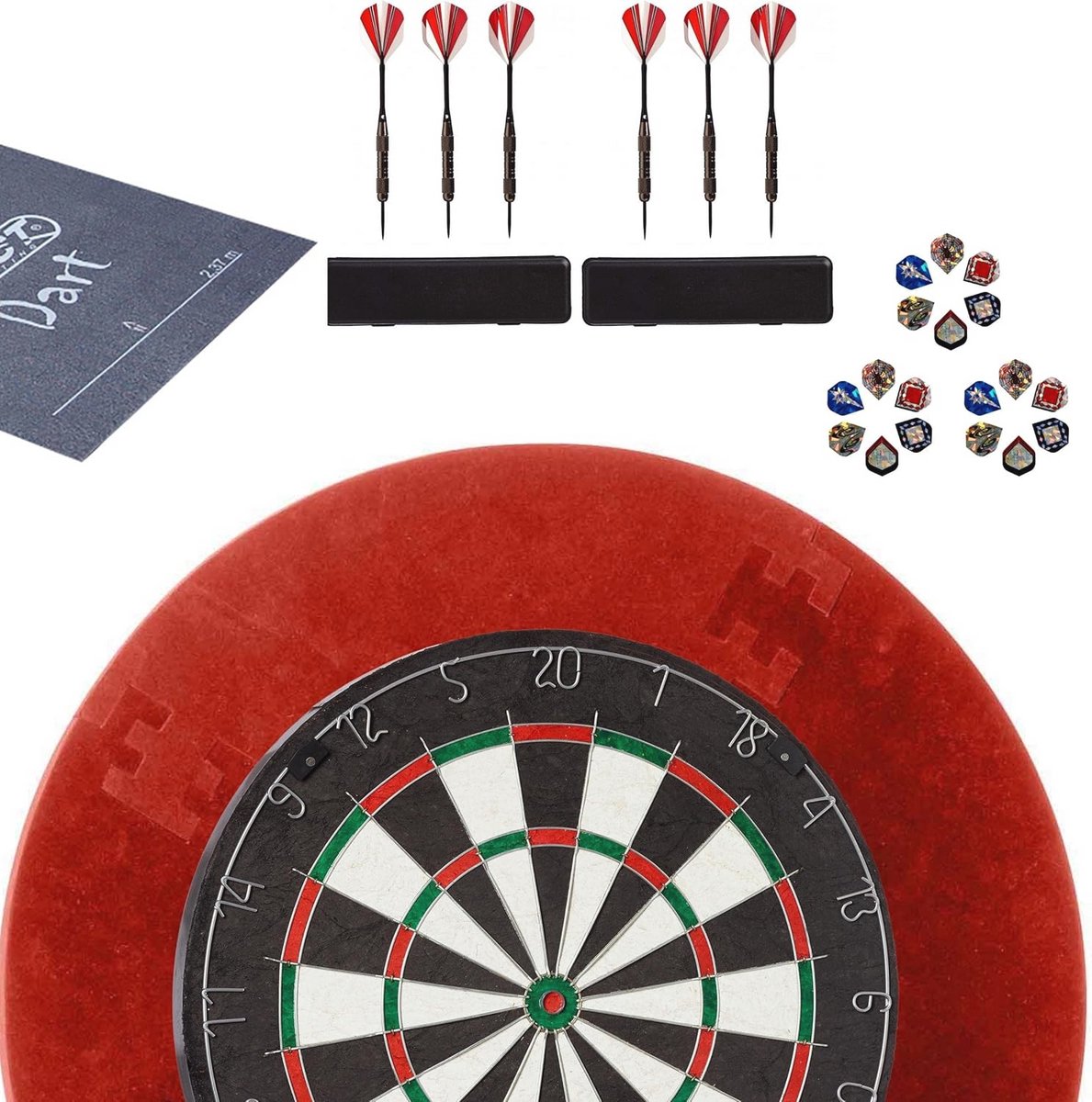 Steeldart Dartboard Set Pro - Officiële Toernooimaat Met 6 Pijlen, 18 Flights en Darttapijt
