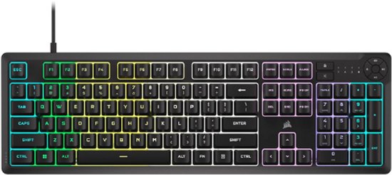 Foto: Membraan bedraad gamingtoetsenbord stille responsieve schakelaars morsbestendig rgb verlichting met tien zones mediatoetsen icue compatibel qwerty na zwart
