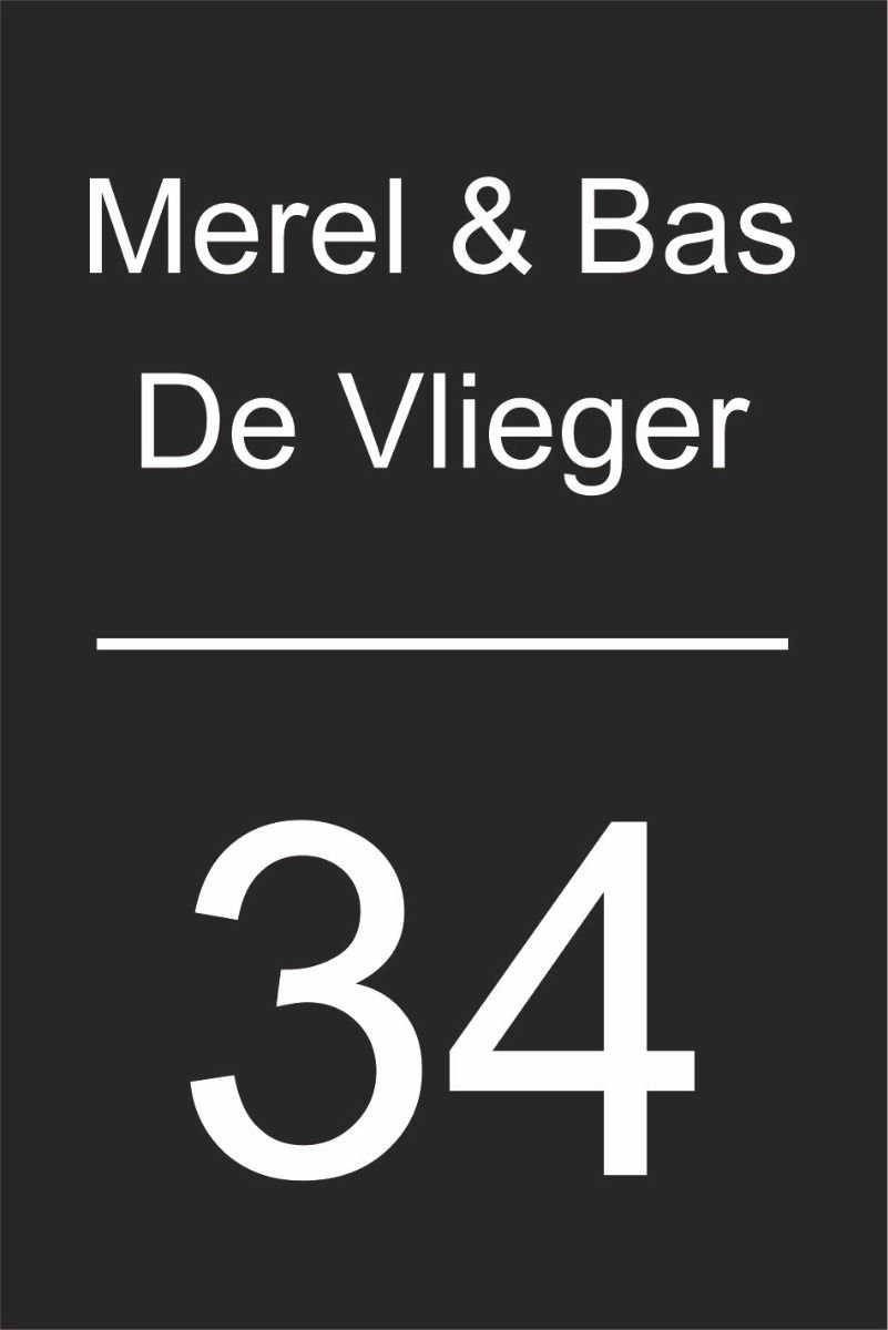 Zwart naambordje voordeur 20x30cm staand ZA17