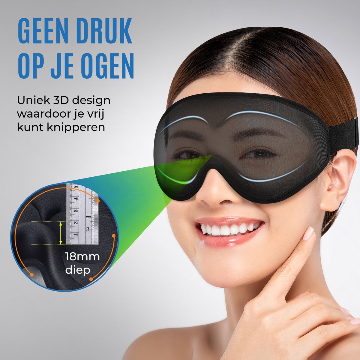 Smath® Slaapmasker 3D Ergonomisch - 100% Verduisterend Oogmasker voor Mannen en Vrouwen - Traagschuim - Verstelbaar — afbeelding 5