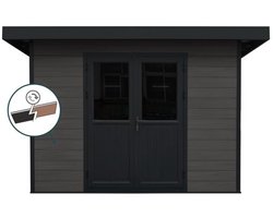 FIRENZE composiet tuinhuis B 302cm x D 287cm hellend dak aluminium RAL 9005 zwart