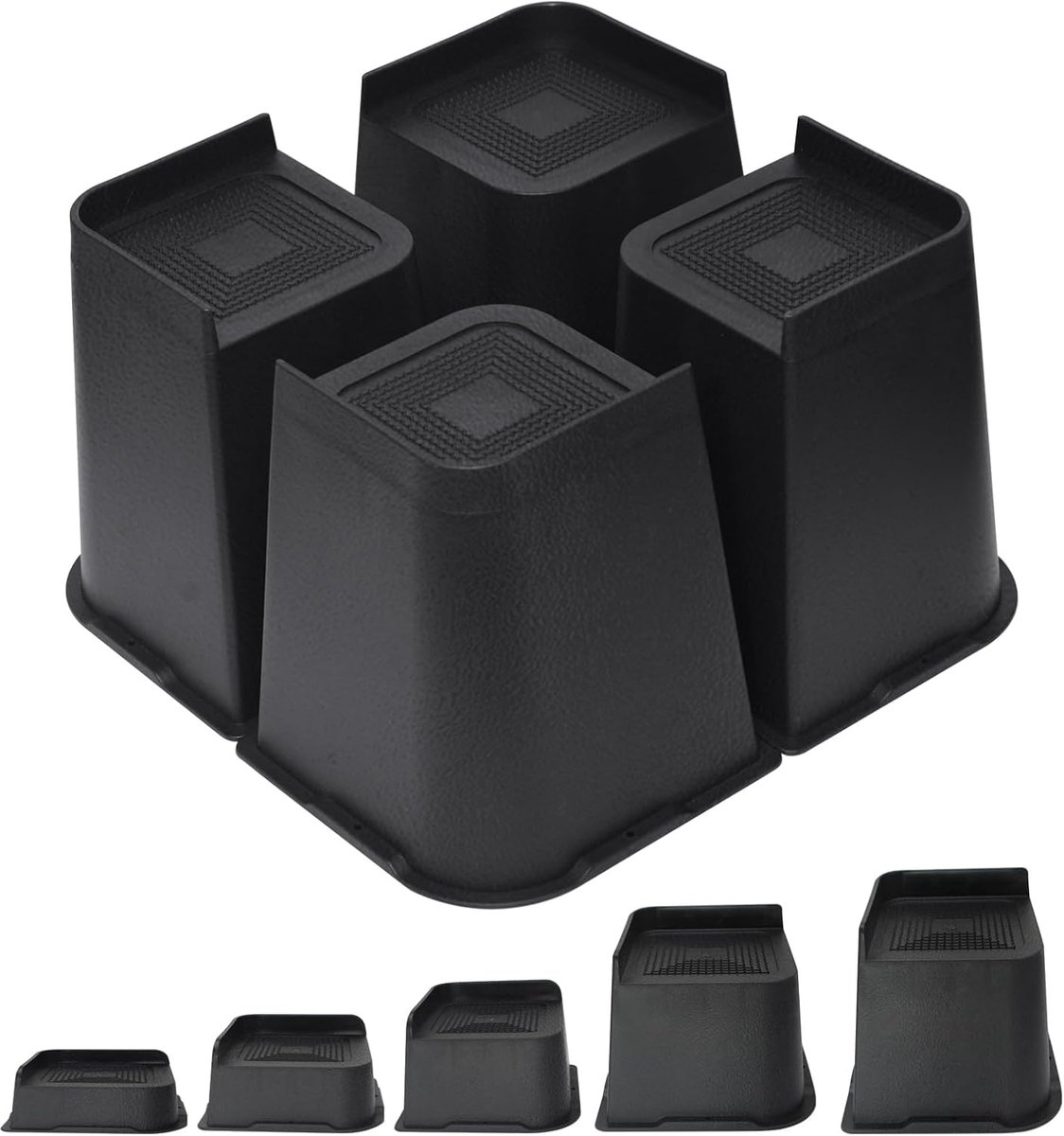 Bedverhogers Heavy Duty - 8 inch - zwart - 4 stuks