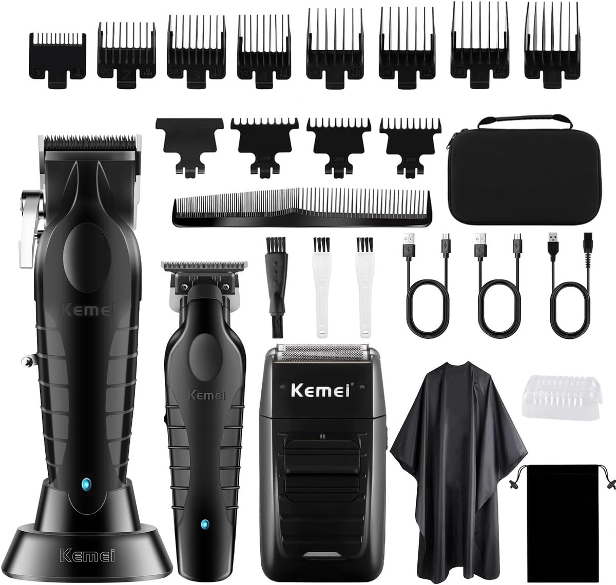 Professionele Draadloze Tondeuse en Trimmer voor Mannen - Oplaadbare T-Blade Scheerapparaten