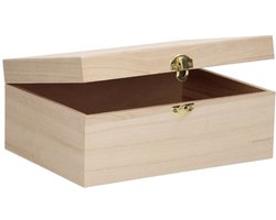 Houten kist A5 formaat - Klepdeksel - Slotje - Paulownia