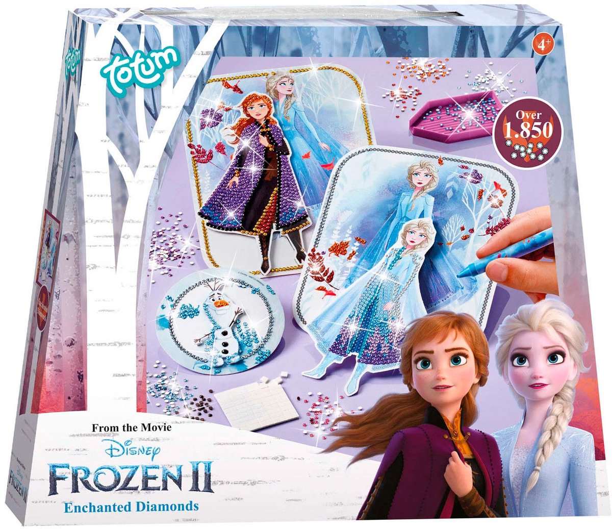 Disney Frozen Totum diamond painting knutselset speelgoed meisjes - Anna en Elsa prinsessen versieren met 1800+ strass steentjes knutselen creatief speelgoed — afbeelding 12