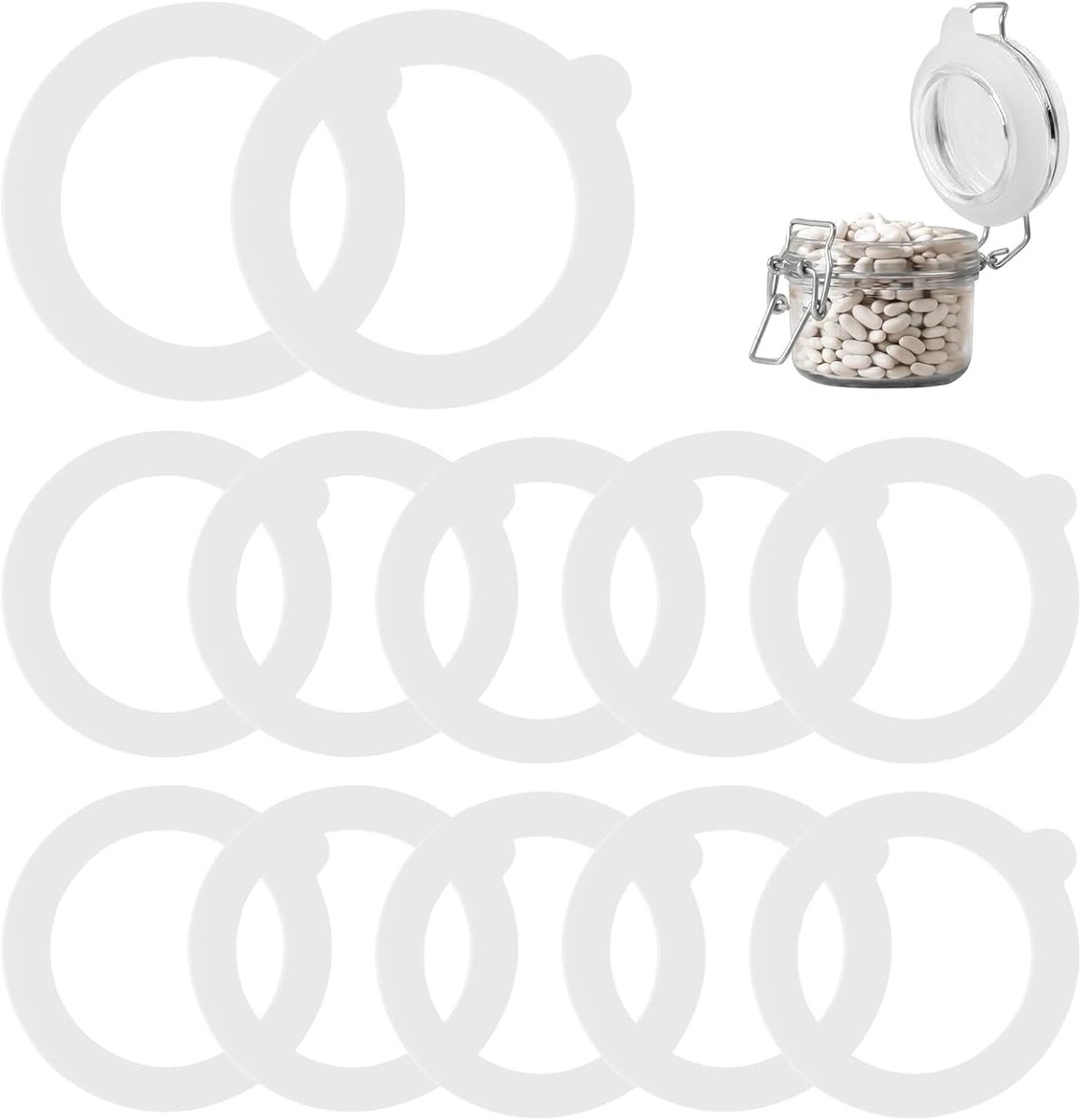 Afdichtringen voor inmaakpotten - 12 stuks - Wit - Siliconen - 99 x 68 mm