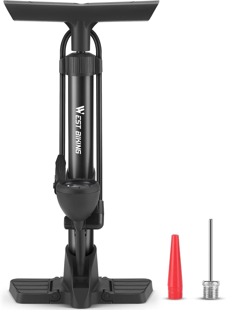 Fietspomp met manometer - Luchtpomp voor racefiets en e-bike - 1 stuk