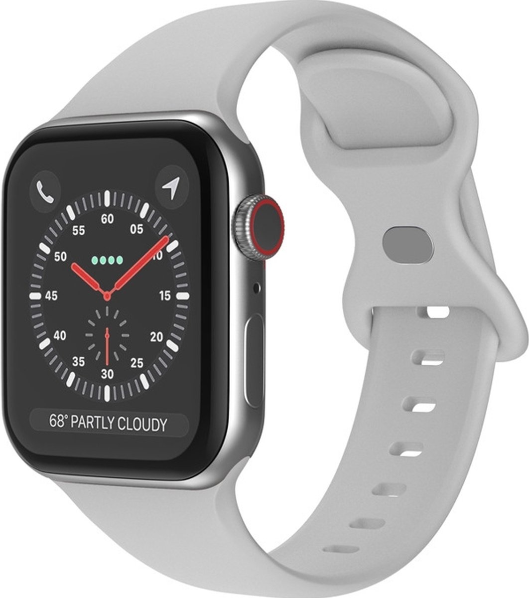 Mobigear Siliconen Watch bandje geschikt voor Apple Watch Bandje Druksluiting | Mobigear Sport Dual - 49/46/45/44 mm - Grijs