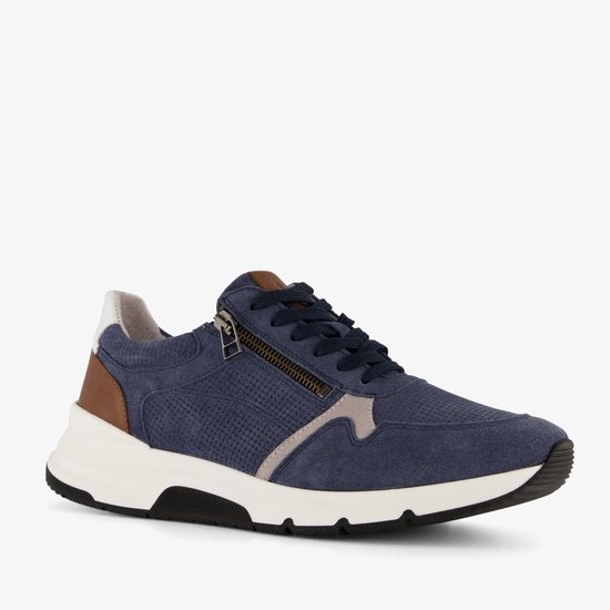 Hush Puppies leren heren sneakers met rits - Blauw - Uitneembare zool - Maat 40