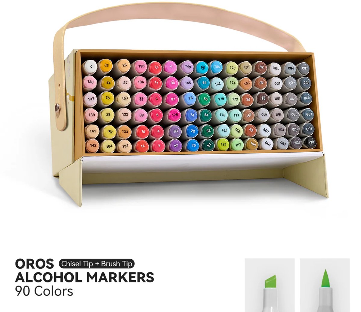 Arrtx - OROS Brush & Chisel - Alcohol based Art markers - 90 kleuren