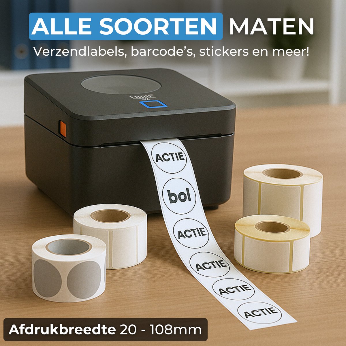 Labelprinter 9X - Bluetooth & USB - Labelmaker - Thermische Printer - Verzendlabel Printer PostNL & DHL – Incl. Labelrol — afbeelding 7