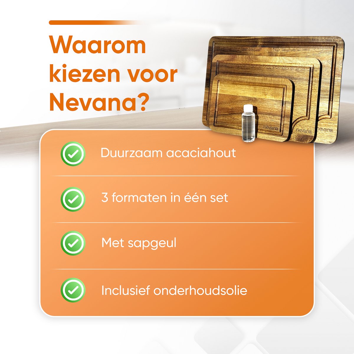 3 Delige Snijplankenset - Snijplanken acaciahout - Keukenplanken met sapgeul - Snijplank - Borrelplank - Serveerplank - Houten snijplank - 38.1 x 25.4cm - Incl. onderhoudsolie — cadeau in Kookcadeaus - foto 3