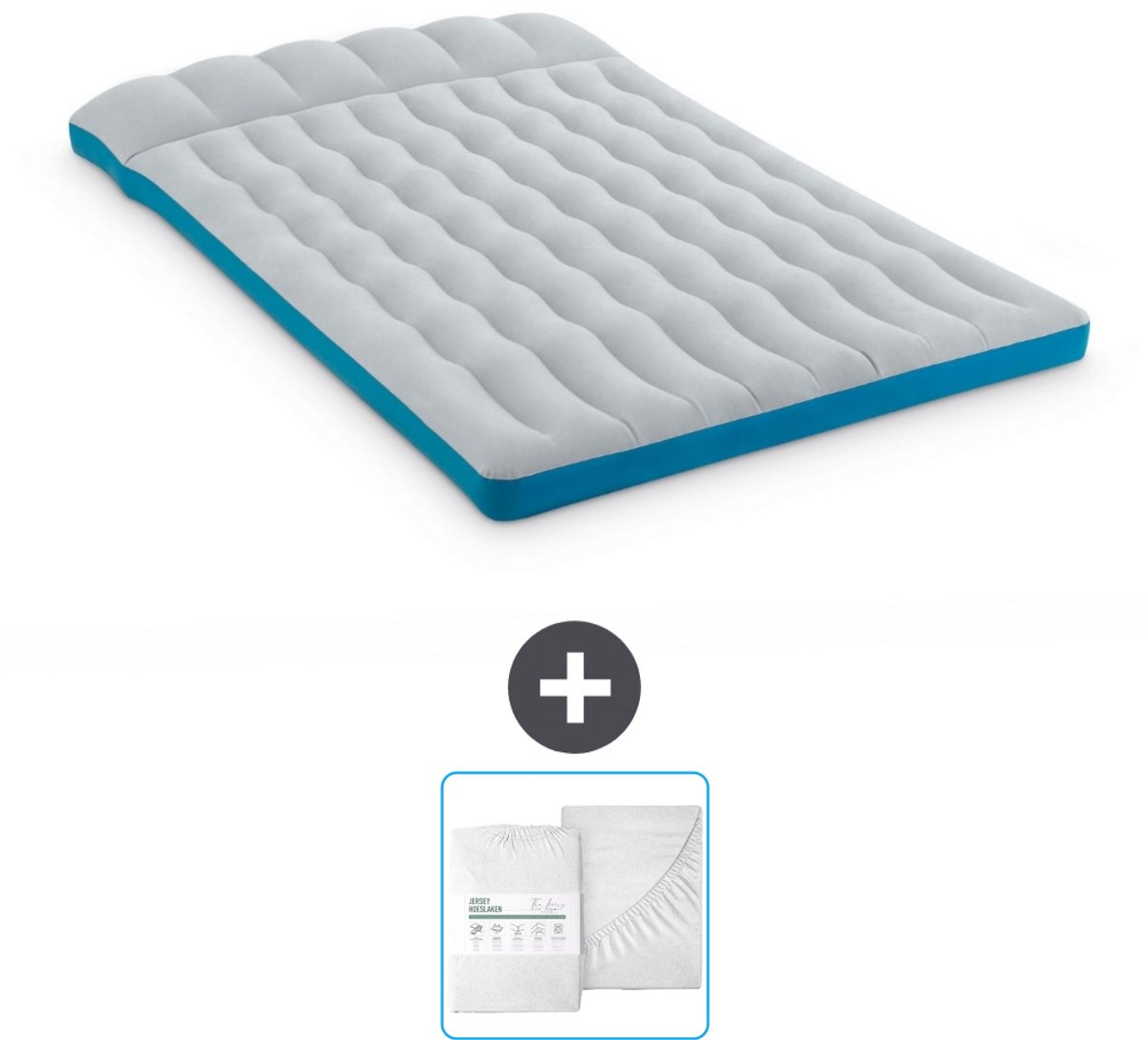 Intex Campingmat - 2-Persoons - 127 x 193 x 24 cm - Blauw - Inclusief en Hoeslaken