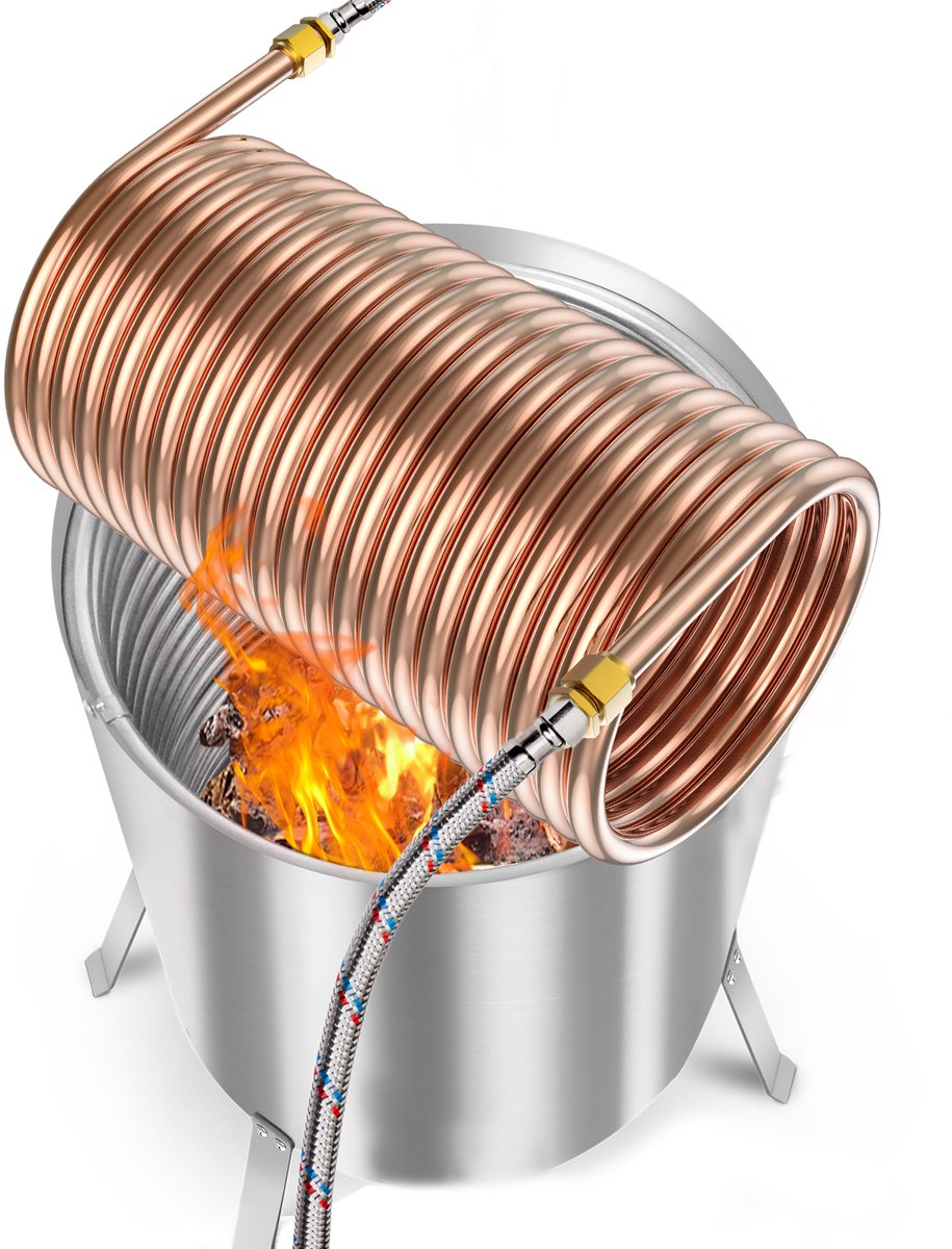 Spirale Chauffante Cuivre 10m SUBTLETY - Échangeur Chaleur Pour Piscine - Compatible Tuyaux Cheminée ≤12cm