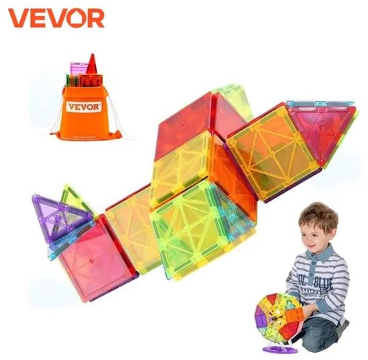 Gran Vida® - Magnetische Bouwstenen - 121-delige Speelset - Educatief Speelgoed - Inclusief Auto's & Cijfers