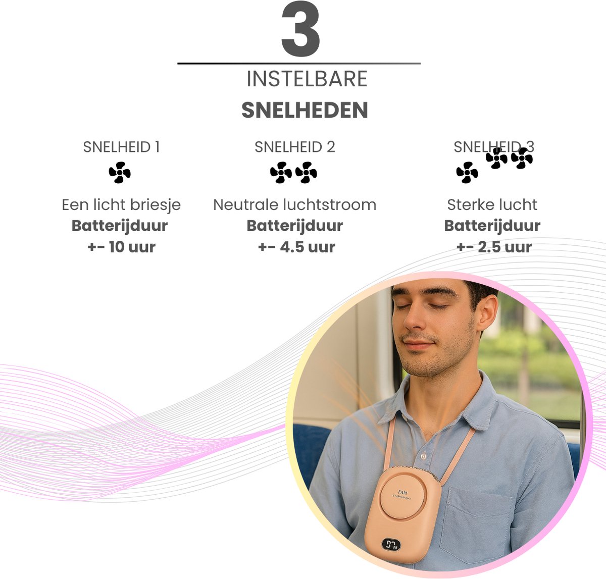 Twenty4seven® Handventilator met Hanger - Draagbare Ventilator Oplaadbaar - Waaier Handwaaier - Hand Tafelventilator Draadloos - Portable Mini Fan — afbeelding 6