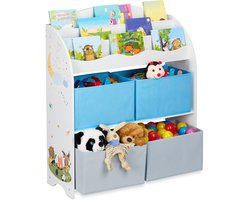 kinderkast - 4 manden - kampvuur - 98 x 82,5 x 30 cm - speelgoedkast kinderkamer
