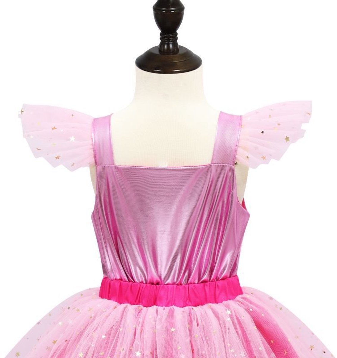 Joya Kids® Luxe Verkleedpop Prinsessenjurk voor kinderen | Verkleedjurk Meisje hard Roze Tule Rok | Halloween kostuum | Metallic Roze met Strik | Carnaval kleding | Verkleed kostuum Jurk | — afbeelding 13