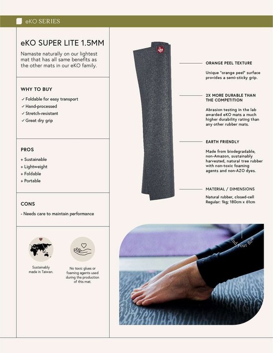 Manduka eKo Superlite Travel YogaMat - Leaf Green van Manduka — afbeelding 5