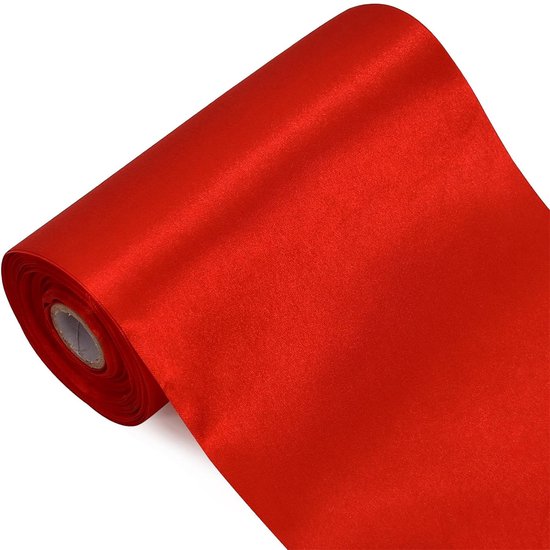 Rood Satijnen Lint - Brede Cadeaustrik - Grote Strikken Decoratie - Voor Auto, Bruiloft, Valentijn & Feest - 15cm x 20m