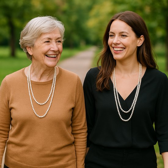 Behave - Collier de Perles de Glas - Nacre Beige Crème - 150 cm