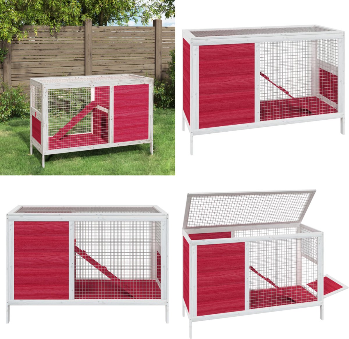vidaXL Konijnenhok 103x44x69,5 cm massief grenenhout rood – Konijnenhok – Konijnenhokken – Knaagdierhok – Konijnenhuis vidaXL Konijnenhok 103x44x69,5 cm massief grenenhout rood – Konijnenhok – Konijnenhokken – Knaagdierhok – Konijnenhuis
